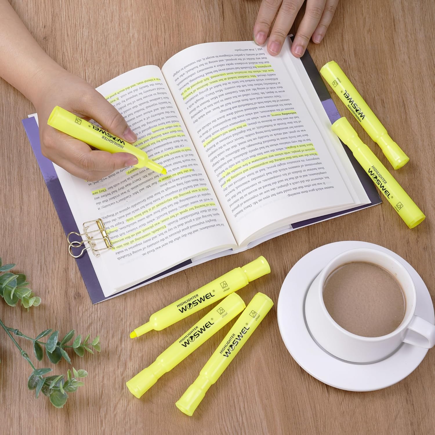 Highlighters Bulk, 24 Pack Tank Style Highlighters Set, Fluorescent Yellow, Chisel Tip Highlighter Markers Bulk for Kid and Adult Coloring, Highlighting as School Supplies