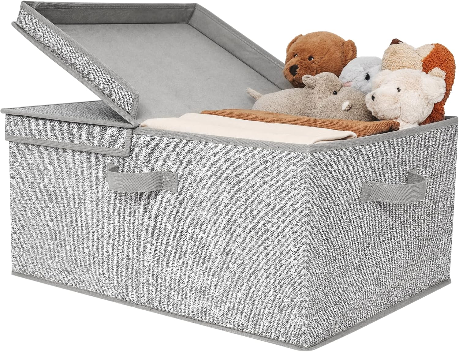 GRANNY SAYS Fabric Storage Bin with Lid, Decorative Storage Box, Extra Large Storage Baskets, Closet Organizer, Gray, 1-Pack