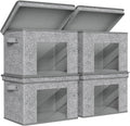 Univivi Fabric Foldable Storage Boxes Large Storage Bins with Lids [4-Pack] Collapsible Storage Cubes, Closet Organizers and Storage Cubes for Home, Bedroom, Closet (Grey, 17“ x 12” x 12")