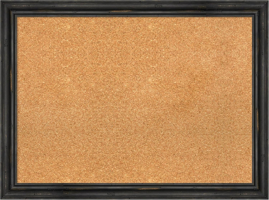 Amanti Art Natural Cork Board for Wall, 23x31 Vision Board with Black Wood Frame, Medium Corkboard Office Decor for Home Organization, Rustic Farmhouse Corkboard Pinboard to display items for home