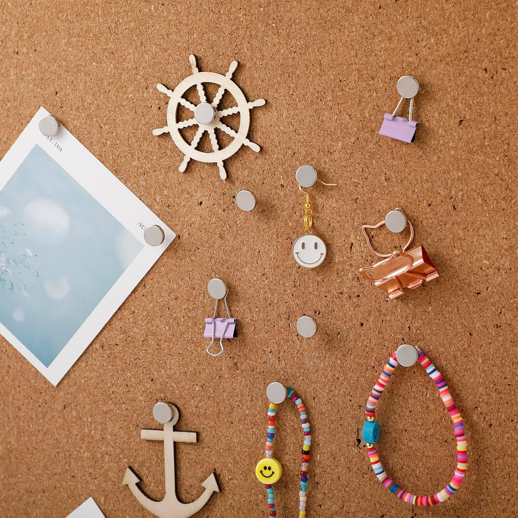 30 Pieces Push Pins, Metal Thumb Tacks for Picture Photo Hanging, Wall Pins for Board Posters Bulletin Maps, Wall Tack for Office Home Decorative