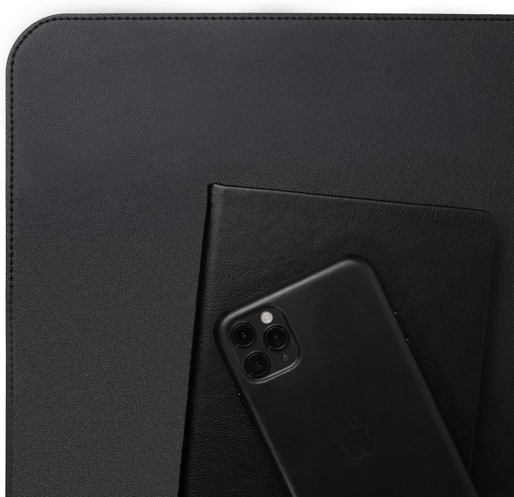 Vine Creations Leather Desk Mat 24" x 17", Desk Protector, PU Leather Desk Pad, Non Slip Small Desk Pad Mat, Desk Blotter, Desk Pads on Top of Desks, Home or Office Small Desk Mat (Black)