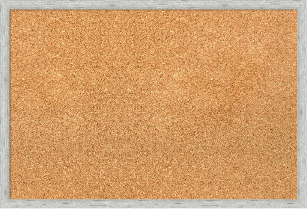 Amanti Art Natural Cork Board for Wall, 17x25 Vision Board with Silver Wood Frame, Medium Corkboard Office Decor for Home Organization, Modern Contemporary Corkboard Pinboard to display items for home