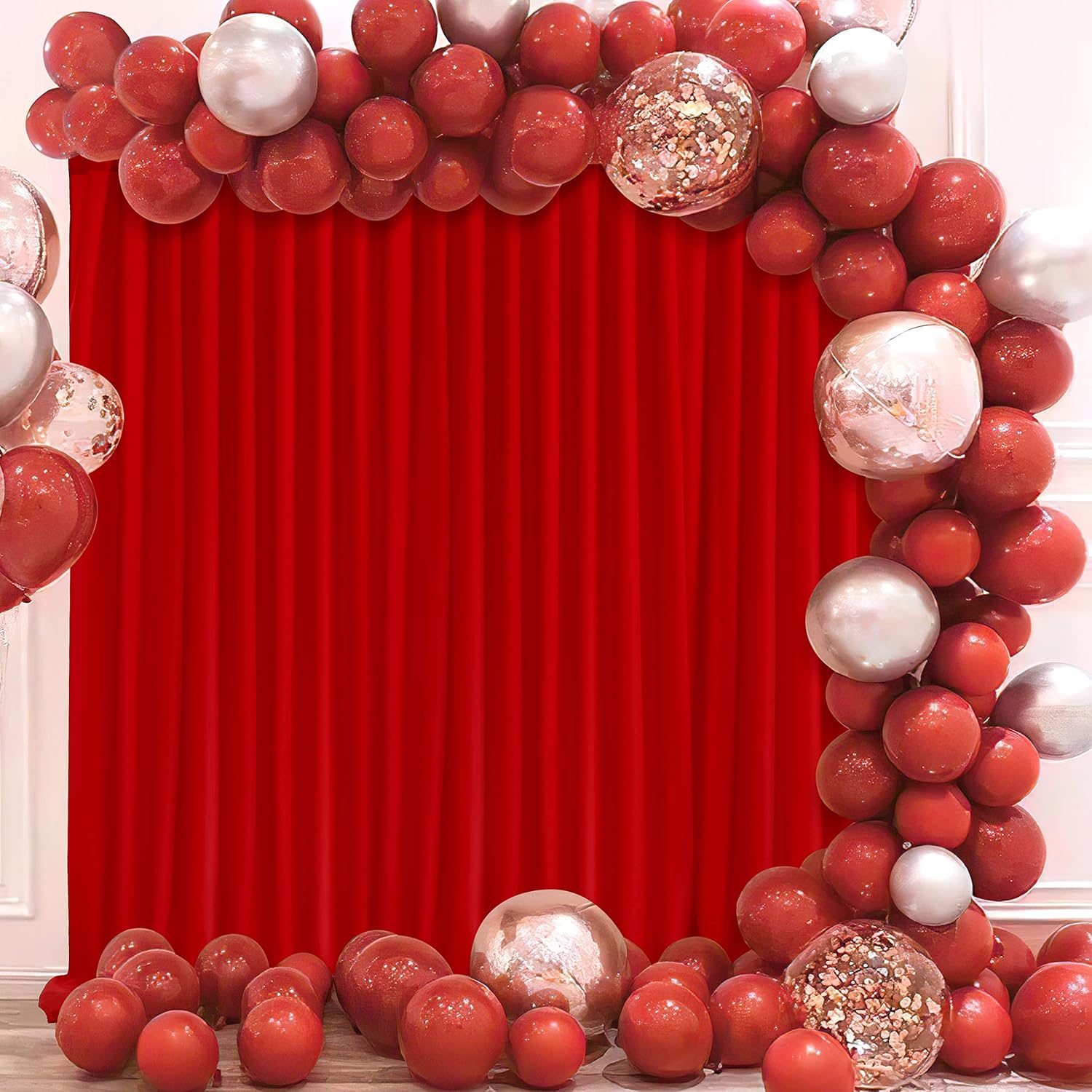 Red Backdrop Curtains Photography Background Drapes 20ft x 10ft Polyester Fabric Panels for Birthday Anniversary Ceremony Decorations