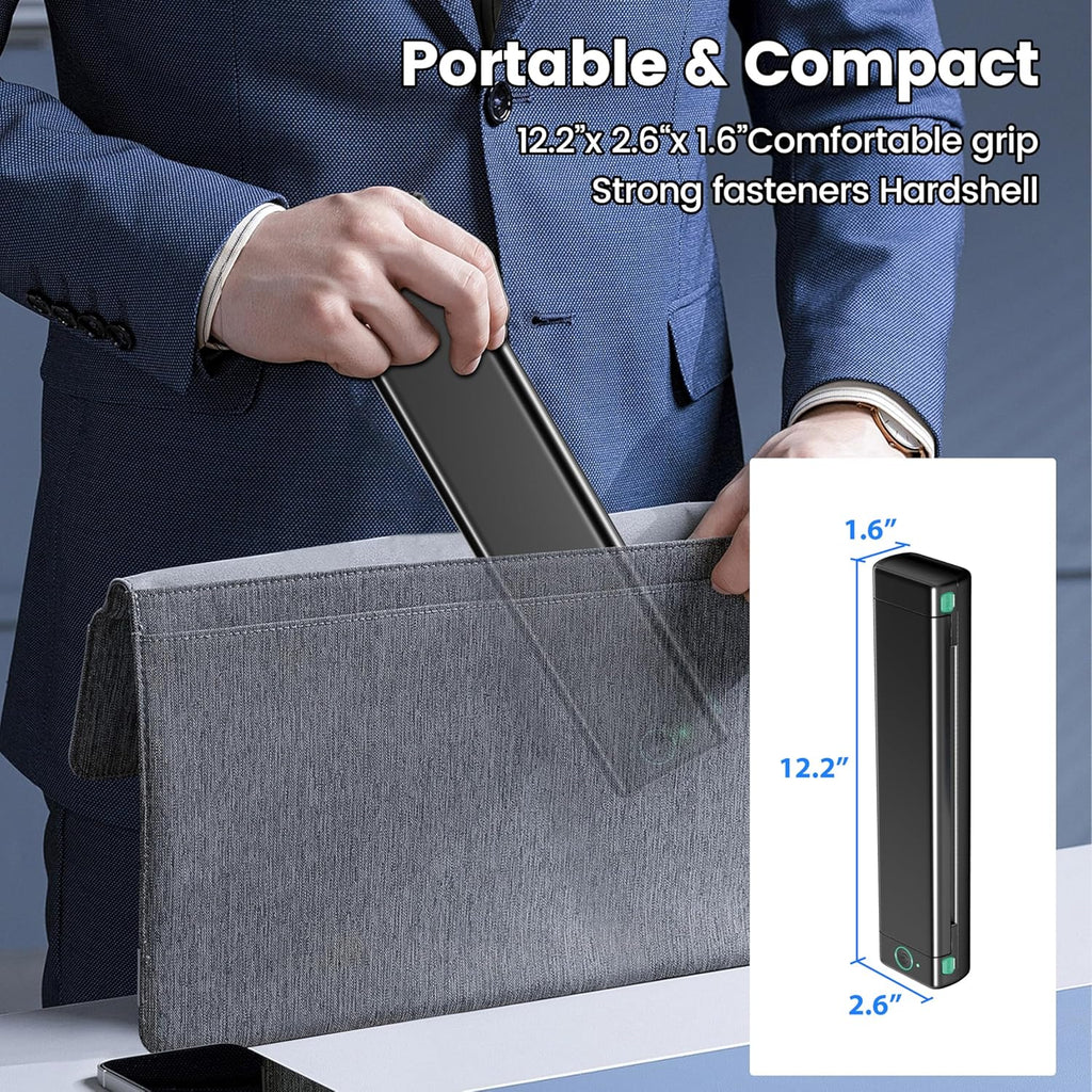 Phomemo M08F Portable Printers Wireless for Travel, Support 8.5" X 11" Thermal Paper, Bluetooth Thermal Printer Compatible with iOS, Android & Laptop, Inkless Mobile Printer for Office, Home, School