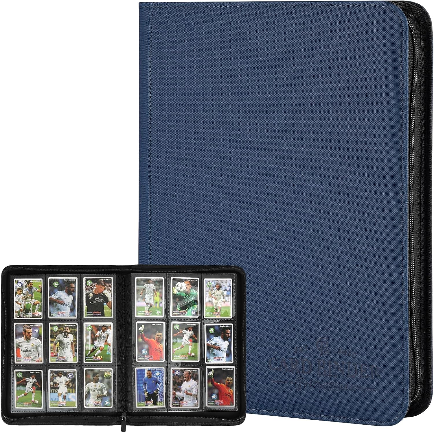 9 Pockets Card Binder,Premium Zip Trading Card Binder,540 Double Sided Pocket PU Collection Binder, Collector Album, Card Folder for MTG, TCG, Business Cards.(Blue)