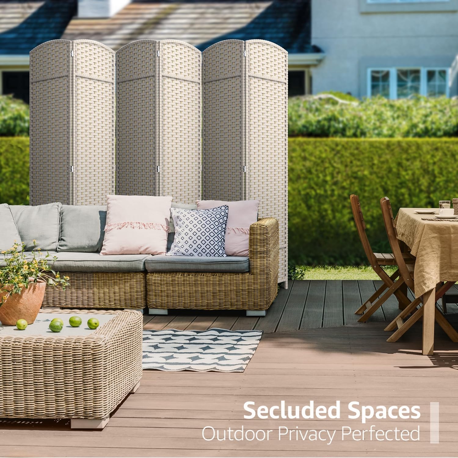 Sorbus 6 Panel Room Divider 6 ft. Tall - Privacy Screen, Extra Wide Double Hinged Panels, Mesh Hand-Woven Design, Partition Room Dividers and Folding Privacy Screens, Wall Divider for Room Separation