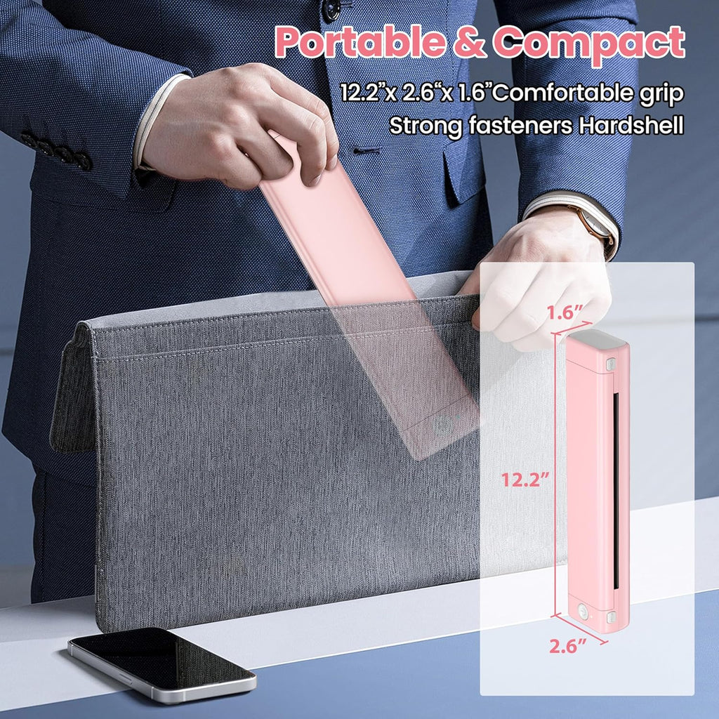Phomemo Portable Printers Wireless for Travel, Support 8.5" X 11" Thermal Paper, Bluetooth Thermal Printer Compatible with iOS, Android & Laptop, Inkless Mobile Printer for Office, Home, School