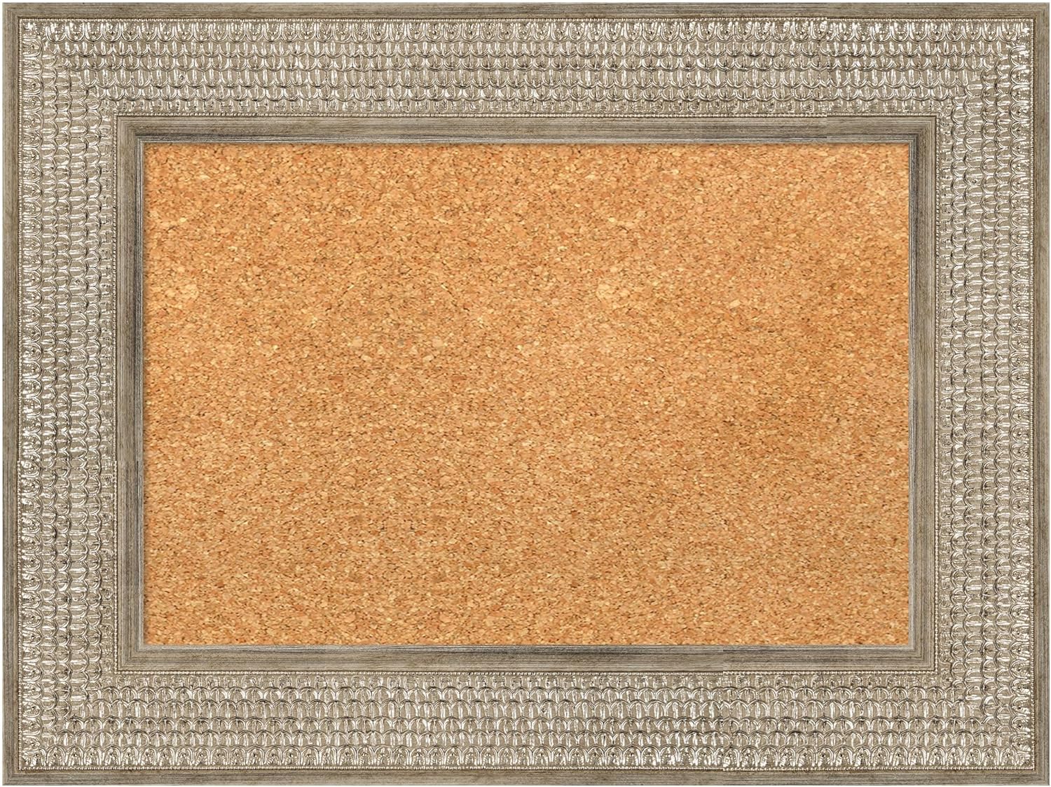 Amanti Art Natural Cork Board for Wall, 18x24 Vision Board with Silver Wood Frame, Small Corkboard Office Decor for Home Organization, Traditional Corkboard Pinboard to Display Items for Home