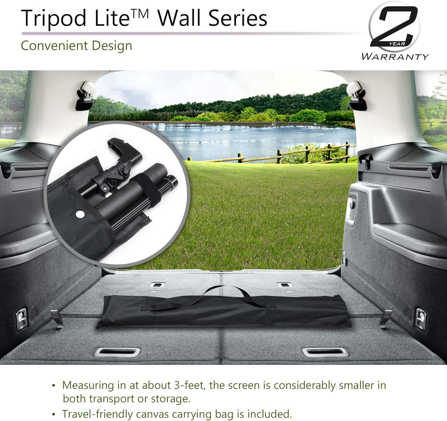 Elite Screens Tripod Lite Wall Series, 2in1 Portable Projector Screen Dual Tripod Stand/Wall Mount Indoor/Outdoor 50-INCH, 1:1 w/Carrying Bag, US Based Company 2-Year Warranty - T50SW, Black