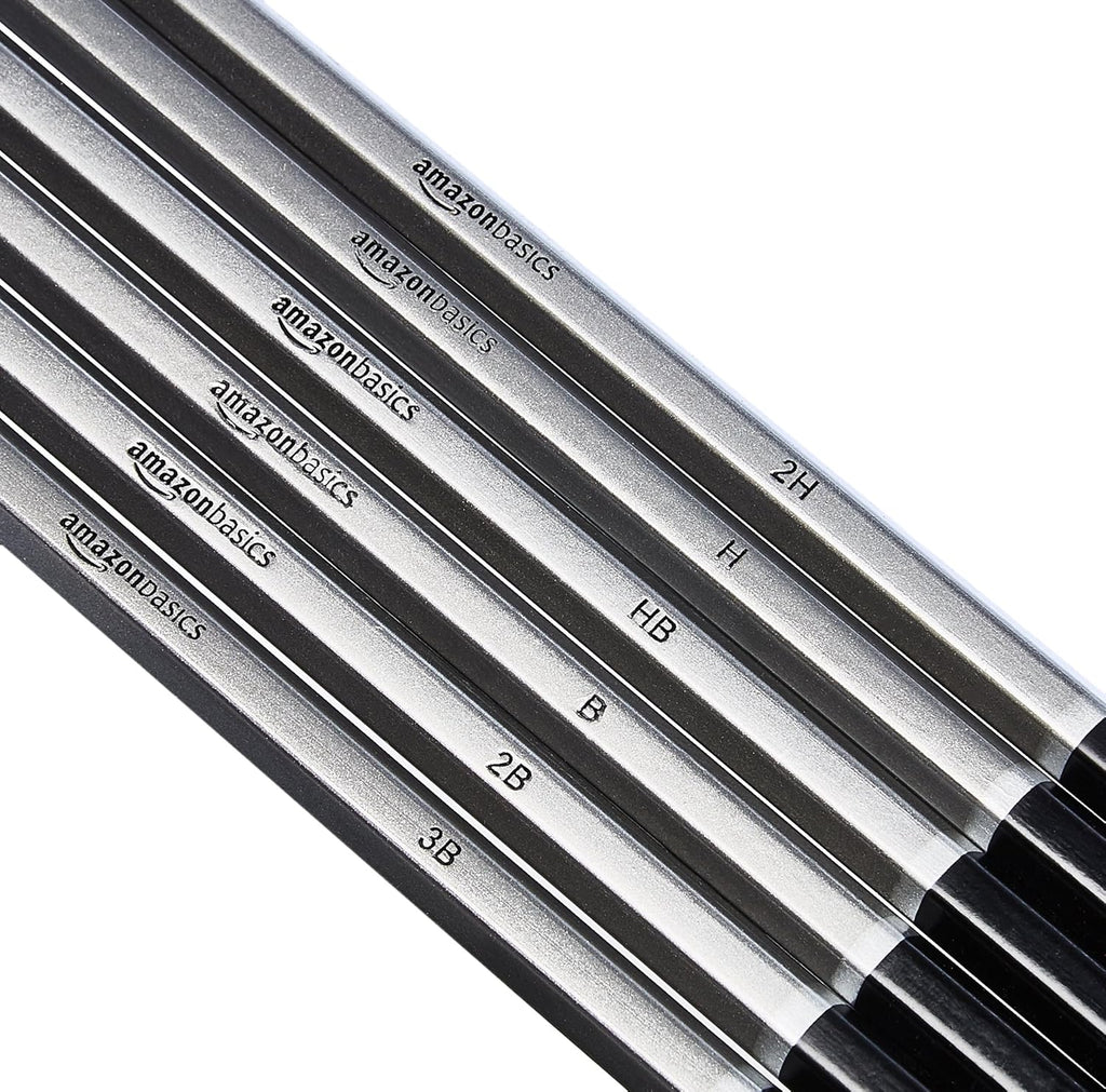 Amazon Basics Sketch and Drawing Pencil Set, 816 Count (17 Packs of 48), Charcoal, Black, White