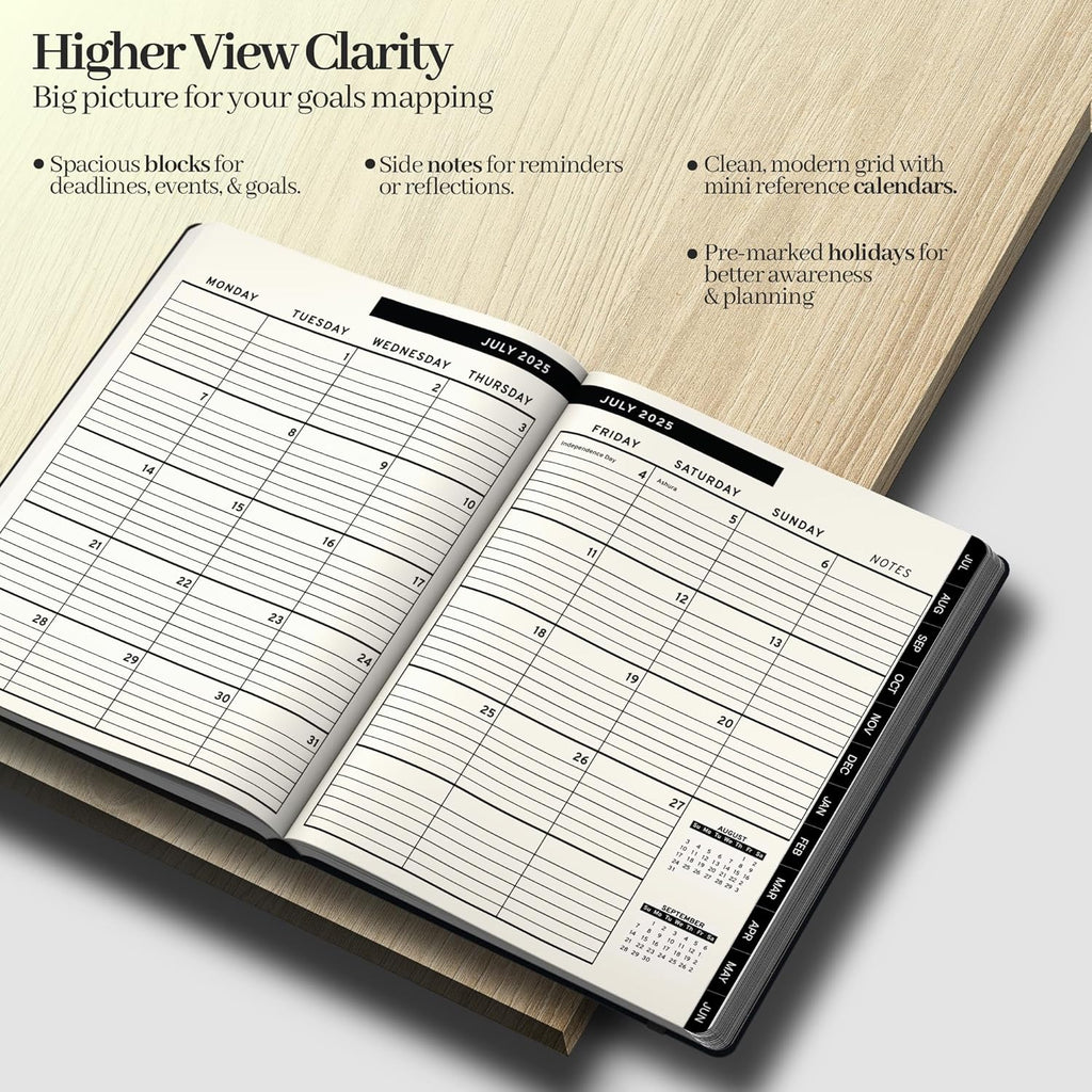 Ensight 2025-2026 HARDCOVER Leather Planner Weekly & Monthly - 8.5x11 Inches - Academic Planner Business Personal or Student - Pen Holder, Thick Paper, July 2025 - June 2026 (Green)