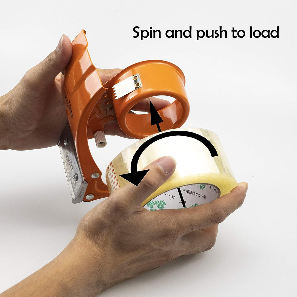 Metal Big Handheld Tape Gun Dispenser 3 Inch (Large Size) 75mm Wide Packing Packaging Sealing Tape Cutter Orange TG08-ORG for People with Big Hands
