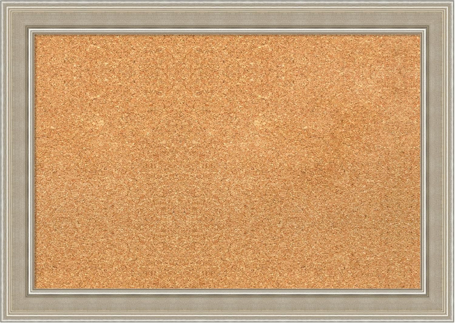 Amanti Art Natural Cork Board for Wall, 20x28 Vision Board with Silver Wood Frame, Medium Corkboard Office Decor for Home Organization, Modern Contemporary Corkboard Pinboard to display items for home
