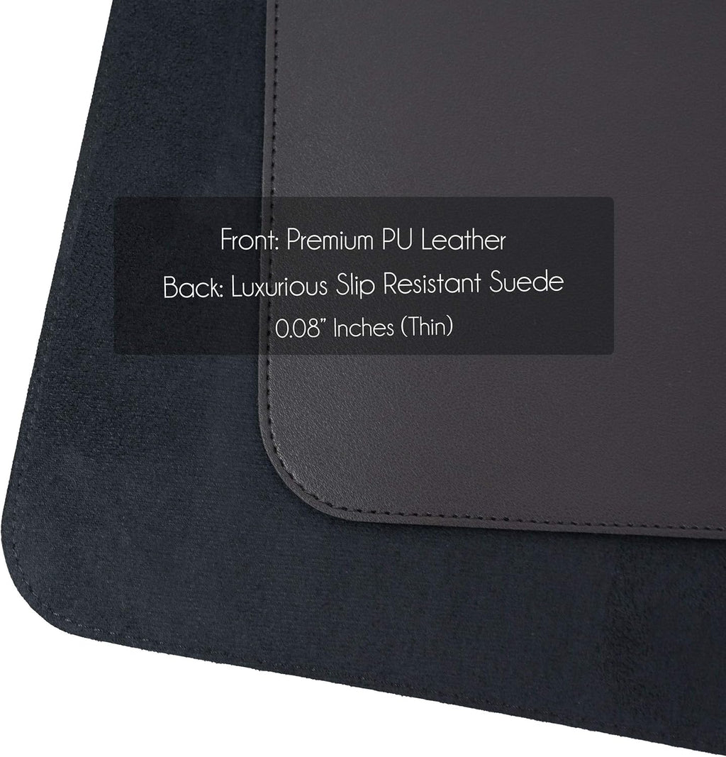 Vine Creations Leather Desk Mat Large 36" x 20", Desk Protector Mat, PU Leather Desk Pad, Non-Slip Large Mouse Pad, Desk Blotter, Desk Pads on Top of Desks, Home Office Desk Matt for Desktop (Black)
