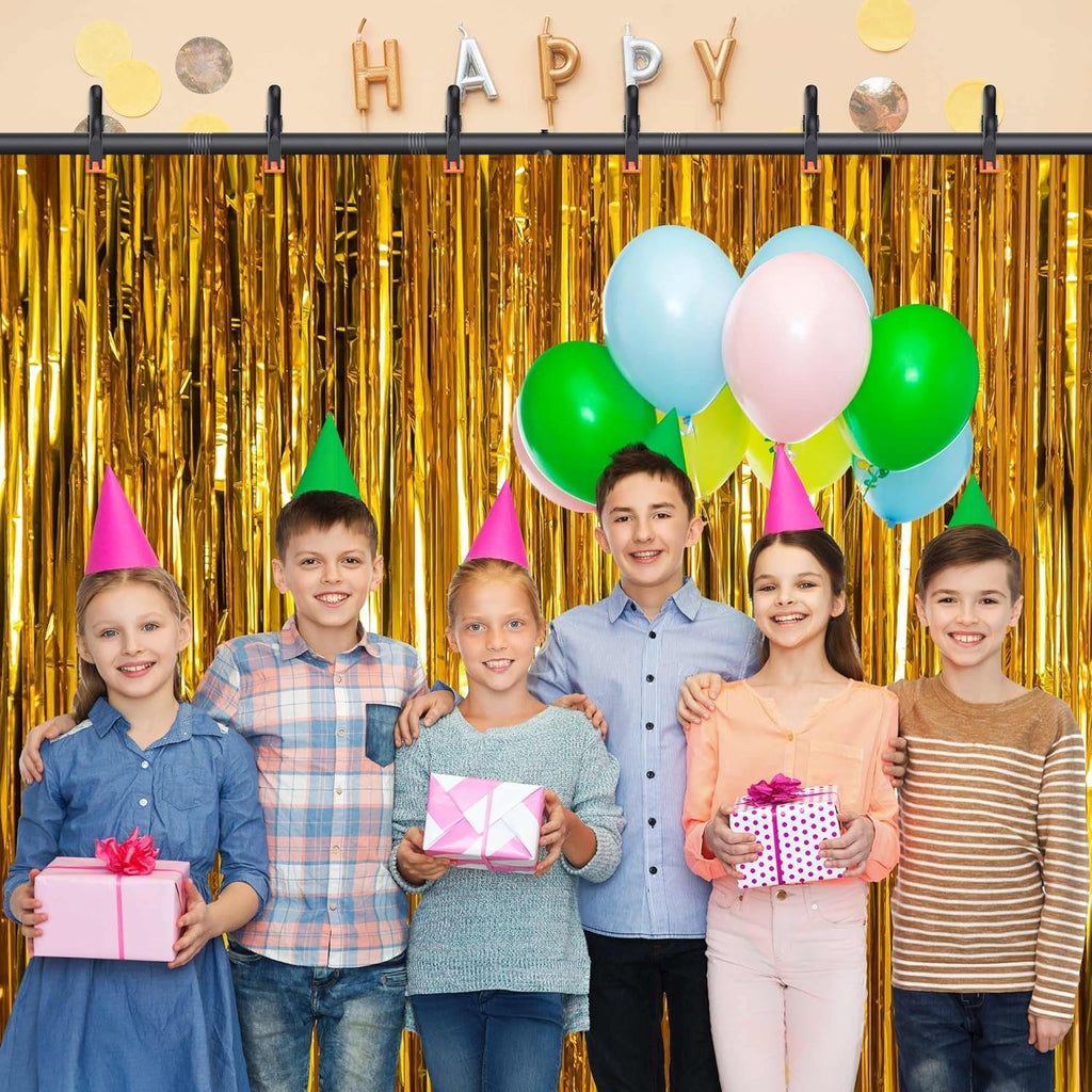 T-Shape Backdrop Stand 8x5.3FT, Height and Width Adjustable Background Stand for Parties,Green Screen Holder with 6 Spring Clamps