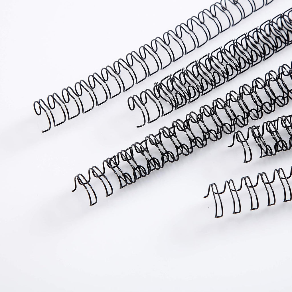 BNC Double Loop Wire Binding Rings Letter Size 3:1 Loops 32 Holes Black Color Pack of 100 (9/16 Inches)