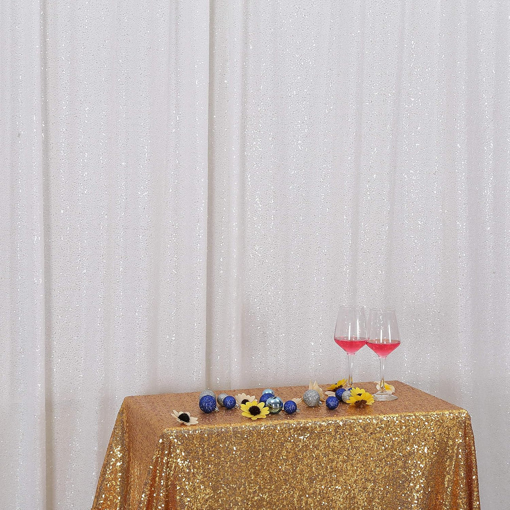 Eternal Beauty White Sequin Backdrop, 4x7 Ft Glitter Background Curtains for Christmas Shimmer Photography Party Wedding Birthday Back Drop Decor