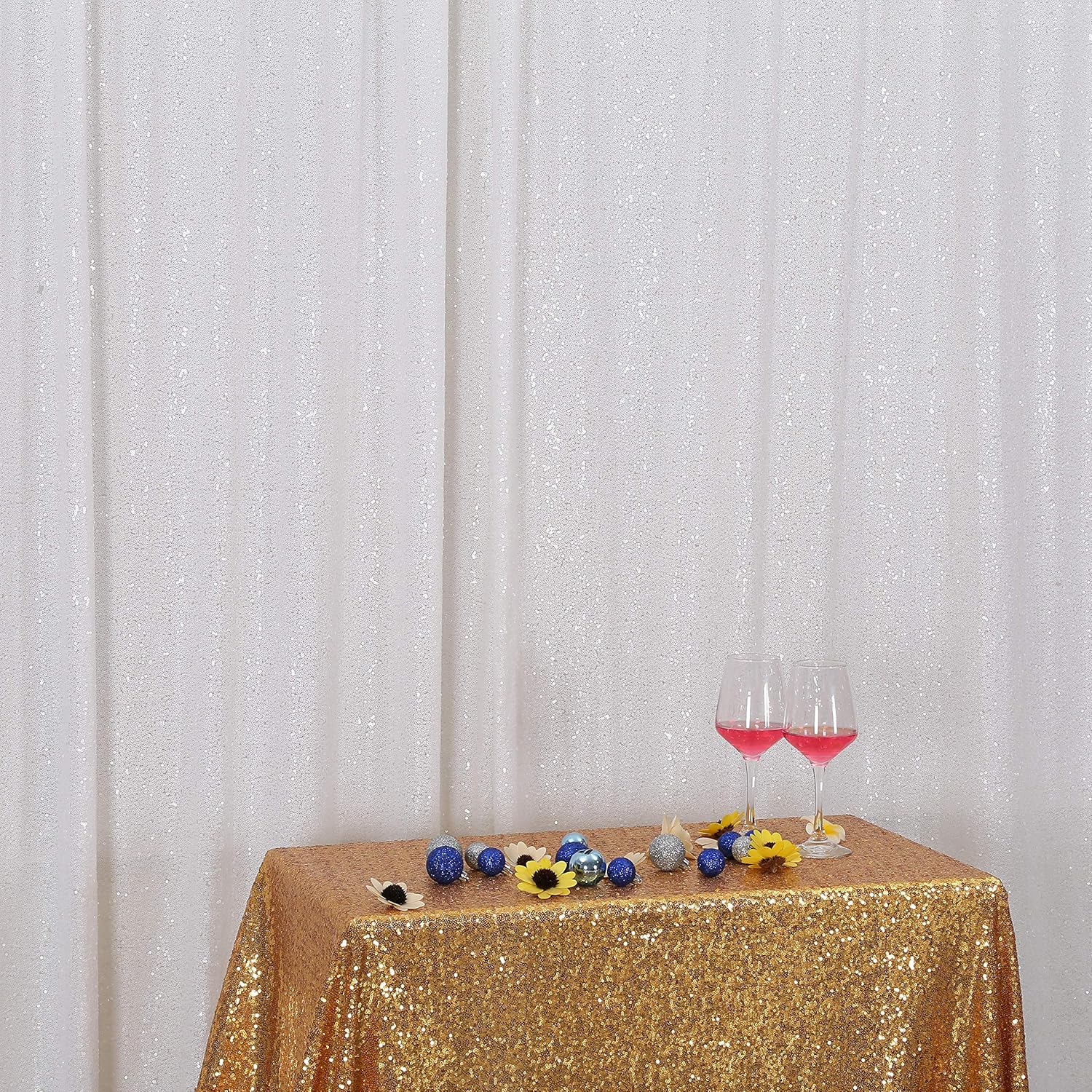 Eternal Beauty White Sequin Backdrop, 4x7 Ft Glitter Background Curtains for Christmas Shimmer Photography Party Wedding Birthday Back Drop Decor