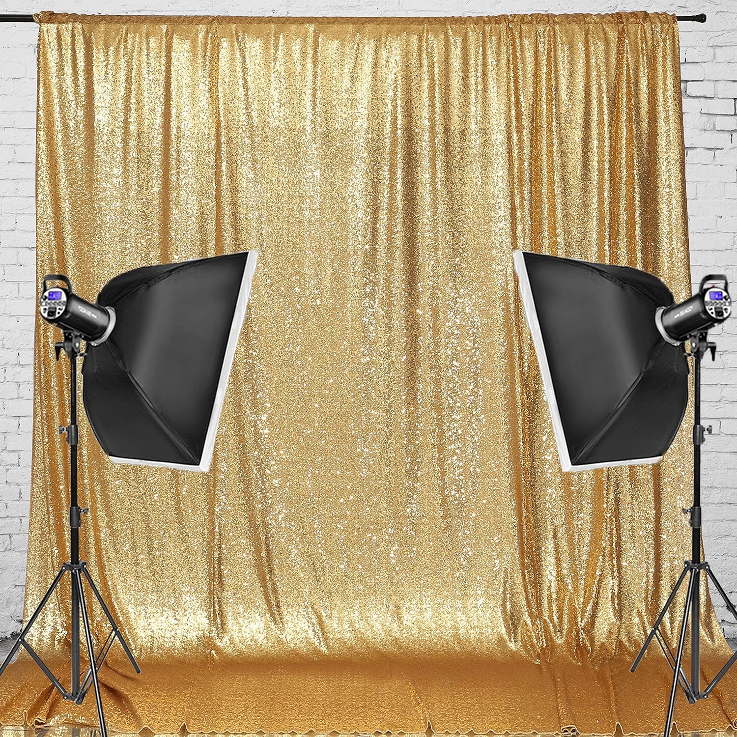 Eternal Beauty Gold Sequin Backdrop, 8x10 Ft Glitter Background Curtains for Shimmer Photography Party Wedding Birthday Back Drop Decor