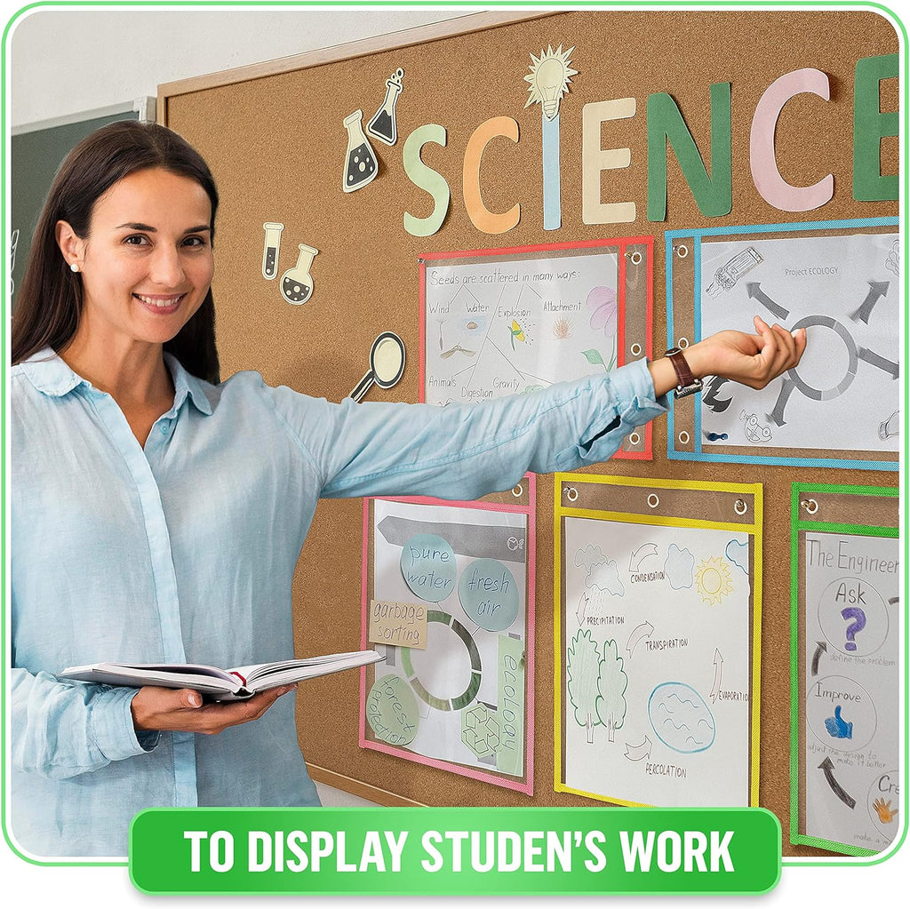 22 Dry Erase Pockets Reusable Sleeves 10x13 - Dry Erase Pocket Sleeves Dry-Erase Sleeve Classroom Pack Dry-Erase Sheet Protectors Pouches Write and Wipe Pockets Erasable Pocket Sleeves for Classroom